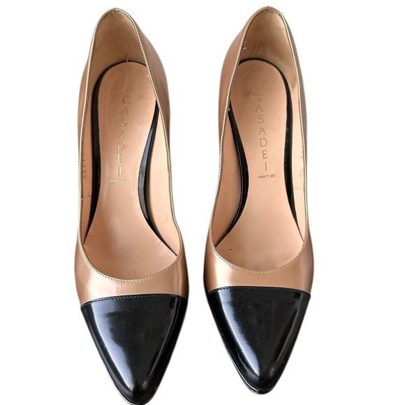 Casadei Shimmer Gold & Black Two Tone Pump Heels - Picture 2 of 16